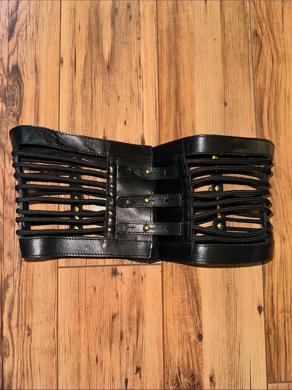 ASOS Black Leather Strappy Corset Belt with Gold